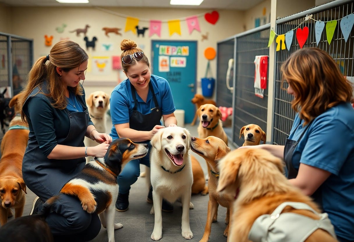 volunteers in animal shelters